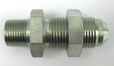 AF 2706-02-04 - 1/8 Male Pipe (.405''-27 Threads) X 1/4 Male JIC 37 Degree Flare (7/16''-20 Threads) Bulkhead