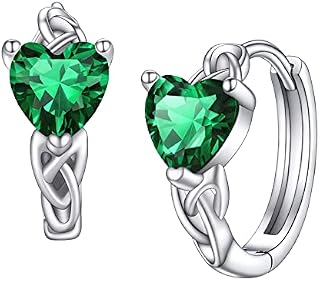 Bestyle 925 Sterling Silver Celtic Earring with 12 Month Stone for Women Girls, Dianty Cute Small Celtic Knot Birthstone Studs Love Infinity Earring Irish Jewelry, Great Birthday Gifts