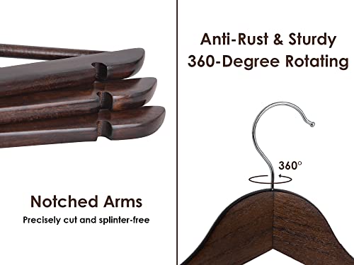 StorageWorks Wooden Hangers 20 Pack, Wood Coat Hanger for Coats, Shirts, Jackets, Pants, Suits, Walnut Color