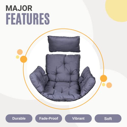 Image of SWINGZY Cushion for Hanging Basket Chair Swing /Outdoor Egg Swing Chair Soft Cushion /Jhula Seat Padded Pillow Cushion /Swing Chair Cushion with Polyester Cloth - (Grey)