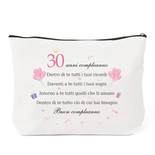 Regalo Donna 30 anni Compleanno Utile,30 ° Idee Regalo di buon Compleanno per Ragazze Figlia Cugina Nipote Amica,Regalo Motivazionali per la Famiglia Personalizzabile,Borsa per Cosmetici