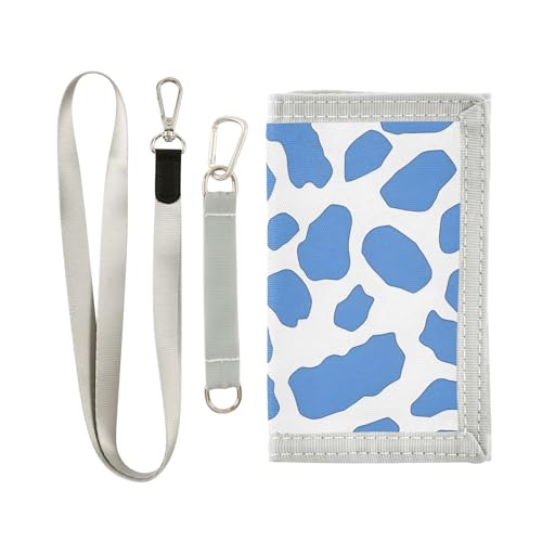 zyrtty Kids Wallets for Boys Girls Ages 4-18 Trifold, Leopard Print Blue Beige Wallet with Zippered Coin Pocket and Card Holders, Novelty Wallet for Childrens Birthday Gifts