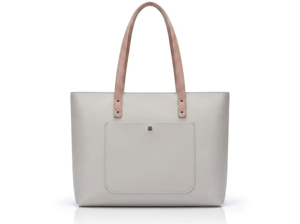 PAVILONN Women Tote Bag Ladies Handbag Shoulder Bag Office Bag College Bag Work Handbag PU Leather Large Shopping Bag Travel Purse Stylish Lightweight Laptop Tote Grey-image-16