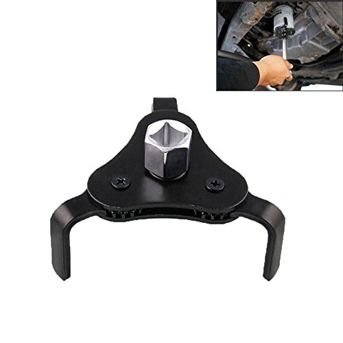 Lanyifang Llave de Filtro Auto Negro Aleación de Aluminio Llave Universal de Filtro de Aceite Auto Ajustable 3 Jaw Remover Herramienta 1/2 3/8