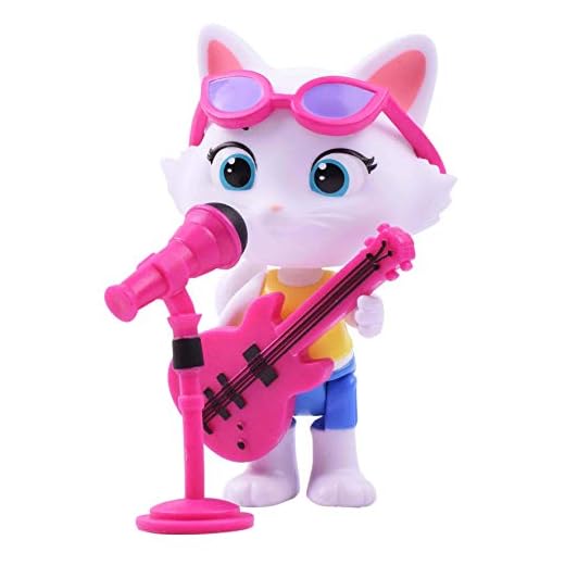 44 Gatos - Milady con bajo, figura articulada 8 cm con guitarra y micrófono de pie (Smoby 180111)