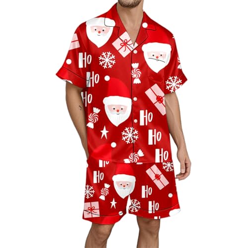 Pyjama homme manches courtes en tissu ultra doux avec imprimé festif grand confort