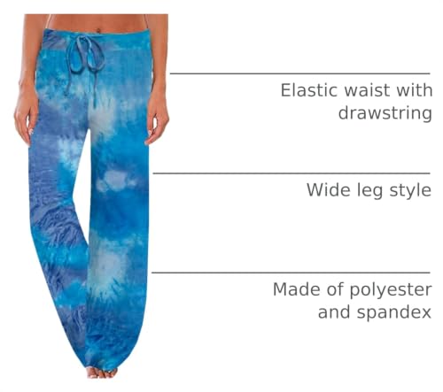 Image of NEWCOSPLAY Women's Comfy Pajama Pants Casual Drawstring Palazzo Lounge Wide Leg Pants
