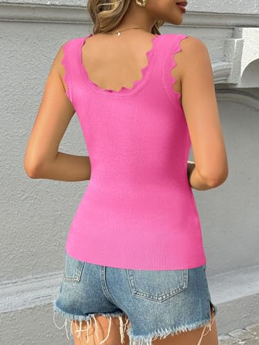 Image of Saodimallsu Womens Ribbed Knit Tank Top Summer Sleeveless Square Neck Casual Basic Slimming Sweater Vest Tops