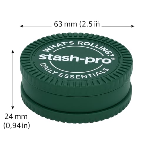 Image of Stash-Pro Herb Grinder - Compact 2-Part Crusher with Magnetic Lid | Durable Plastic Build | Portable for Daily Essentials (Green)