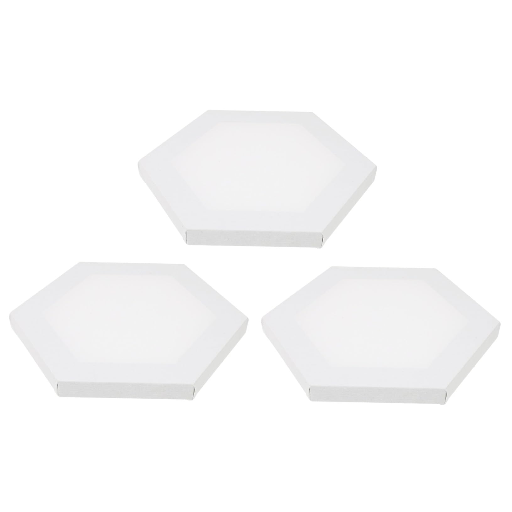 Lienzo hexagonal de algodón blanco con base de madera que evita deformaciones en manualidades