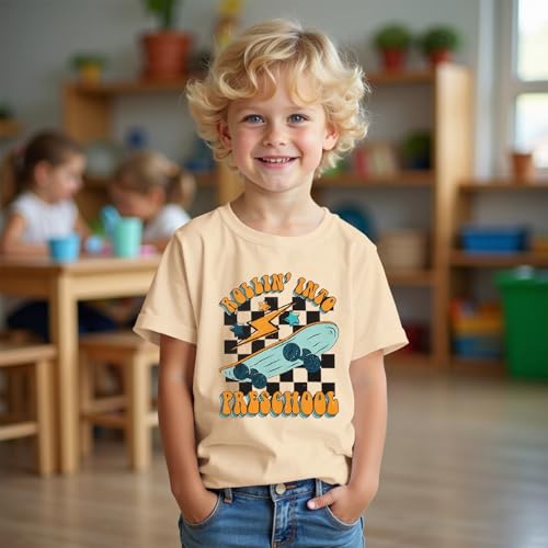 Rollin into Preschool Shirt for Baby Boys Skateboard Tshirt Kids Back to School Outfit First Day of School Tee Tops2