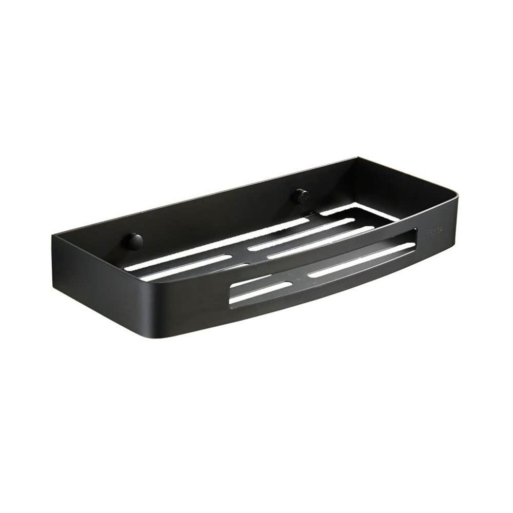 Étagère de douche noire de 30 cm – Panier de rangement flottant en acier inoxydable pour douche et cuisine, support robuste pour articles de toilette et accessoires