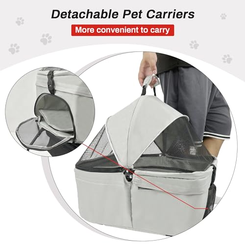 Pet Stroller,3-in-1 Folding Dog Stroller,Multifunction Dog Cat Jogger Stroller,4 Wheel Foldable Pet Stroller with Detachable Carrier Storage Basket&Storage Bag for Medium Small Dogs Cats Pet Stroller,3-in-1 Folding Dog Stroller,Multifunction Dog Cat Jogger Stroller,4 Wheel Foldable Pet Stroller with Detachable Carrier Storage Basket&Storage Bag for Medium Small Dogs Cats