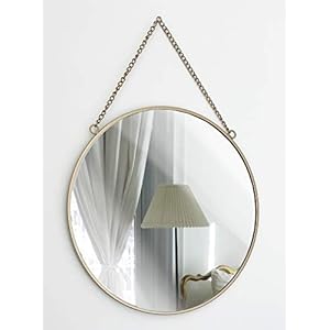 GreyZook Vintage stijl ronde metalen ingelijste spiegel met ketting