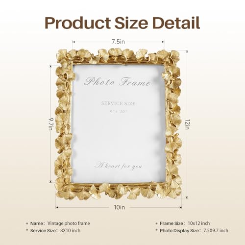 Cuspin 8x10 Picture Frame Gold Vintage Ornate Ginkgo Leaf Resin Photo Frame by Cuspin - Used condition - Image 5