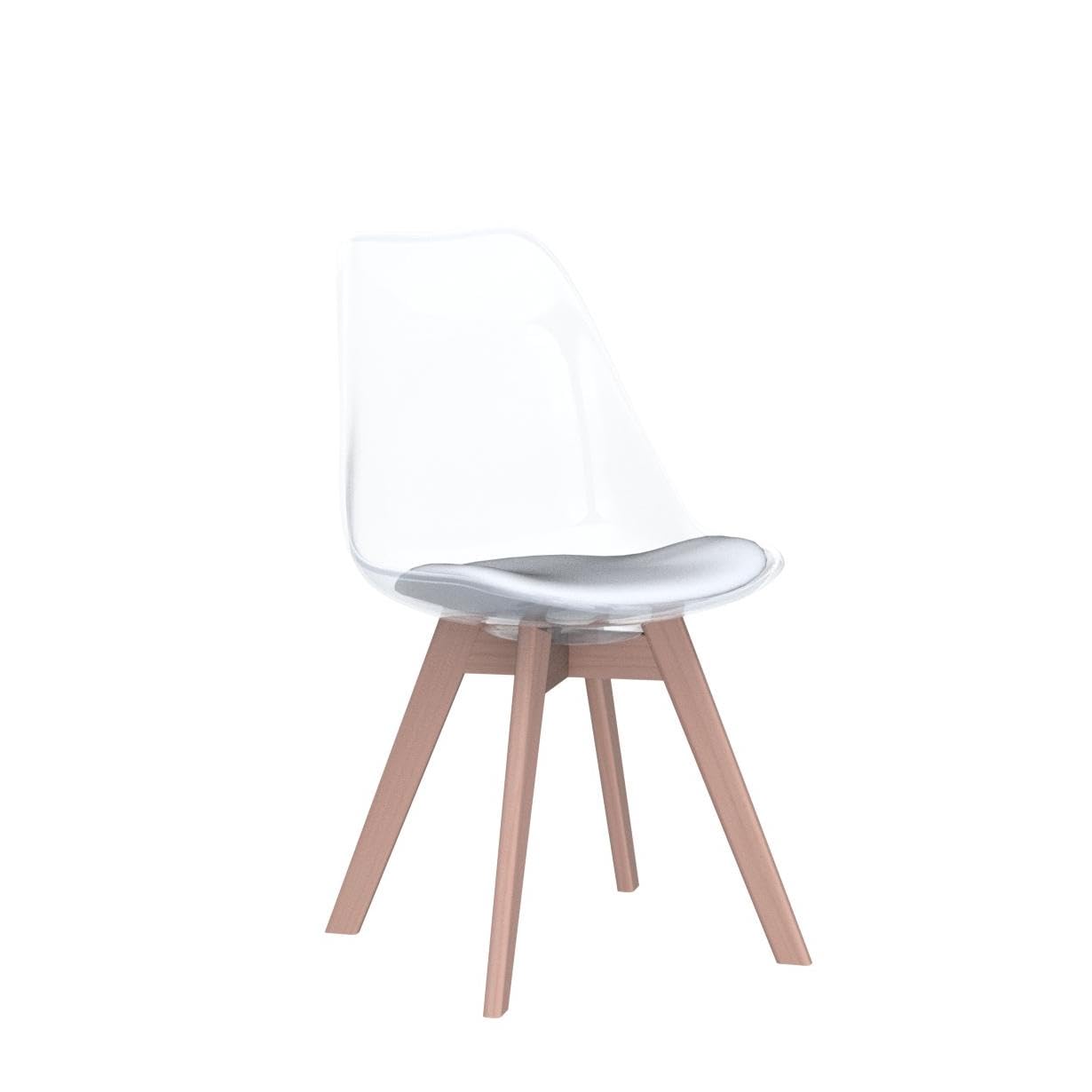 GrandCA HOME Transparente Sillas de Comedor Tapizadas en Tela,Nordicas Sillas Pack 4 para Cocina Comedor Dormitorio (Pack 4, Blanco/Cuero)