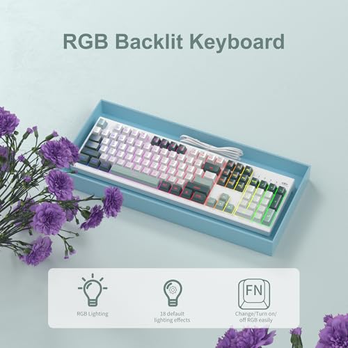 Image of MageGee Creamy Keyboards,K2 Classic Keyboard Wired RGB Backlit 104 Keys Waterproof Ergonomic Keyboard,PC Keyboards for PC /loptop /MAC-Geeen
