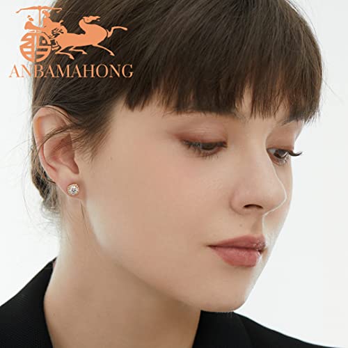 Anbamahong Moissanite Halo Earrings Lab Created Diamond 925 Sterling Silver Studs For Men Women Jewelry Gifts #TOP1