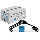 50 Kunststoff-Universalbügel 43cm Kleiderbügel mit Rockhaken NA43 schwarz