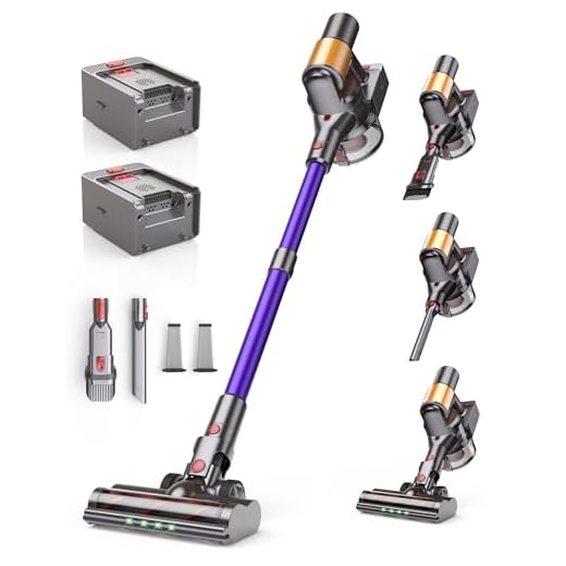 Snowkuna Cordless Vacuum Cleaner, 2 Batteries 120 Mins Runtime, 600W 50KPA Stick Vacuum with Self-Standing, Tangle-Free Brush, Vacuum Cleaners for Home Hardwood Floor, Carpet, Pet Hair