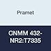 Pramet CNMM 432-NR2:T7335 Carbide Indexable Turning Insert, Stainless and Alloys (M30,S20), Single Sided Negative, 1/2" I.C, 3/16" Thick, CVD, Feed Rate=.010"-.047"/Rev, Black (Pack of 10)