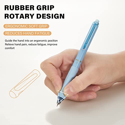 Image of ParKoo Gel Pens Quick Dry Ink Fine Point 0.5mm, Retractable Rolling Ball 6 Black /6 Blue Ink Pen, Click Silent Pens Set for Journaling Notetaking Drawing Sketching Smooth Writing Non Bleed 12pcs