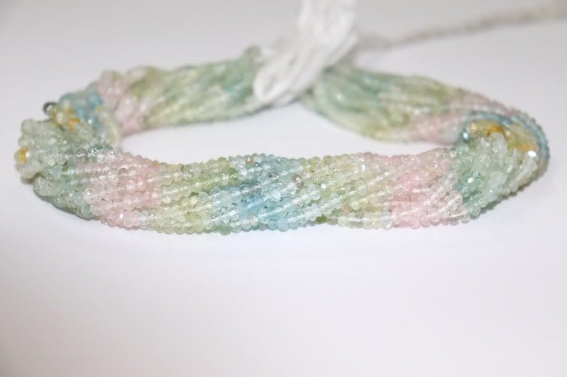 Perles rondes à facettes aigue-marine naturelle de 4 mm pour bijoux