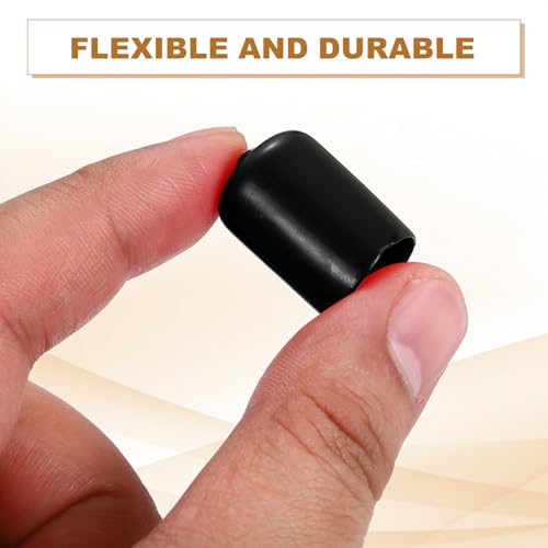Image of uxcell 88Pcs Rubber End Caps, 15.5mm(5 /8 inch) ID 25mm(31 /32 inch) Height Round Screw Thread Protectors Flexible Screw Bolt Covers Caps for Metal Tube Rod Bolt, Black
