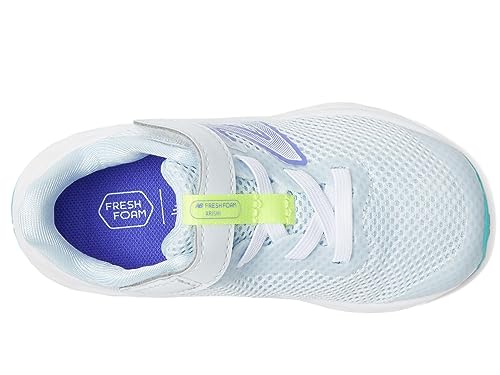 New Balance Tênis de corrida unissex infantil Fresh Foam Arishi V4 com gancho e laço, Azul gelo/índi
