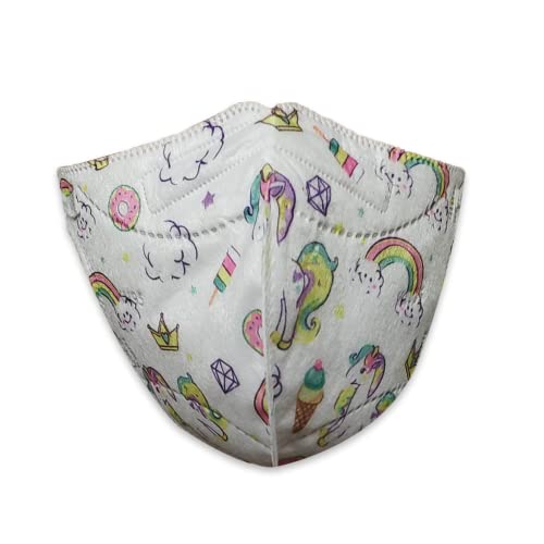 Máscaras KN95 Rosa Unicórnio Infantil Criança - Kit de 10, 20, 30, 40, 50, 100 Unidades - FPP2 PFF2