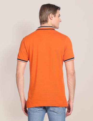 Image of U.S. POLO ASSN. Solid Slim Fit Cotton Polo T Shirt for Men - Breathable, Half Sleeves Mens Tshirt - 5XL, Orange