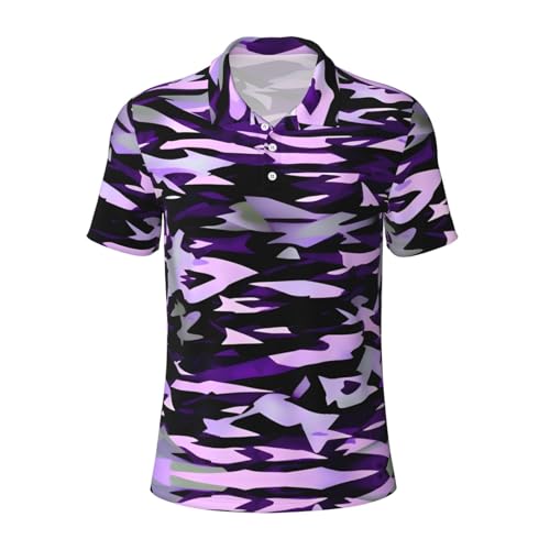 Polo camouflage américain violet homme manches courtes respirant urbain
