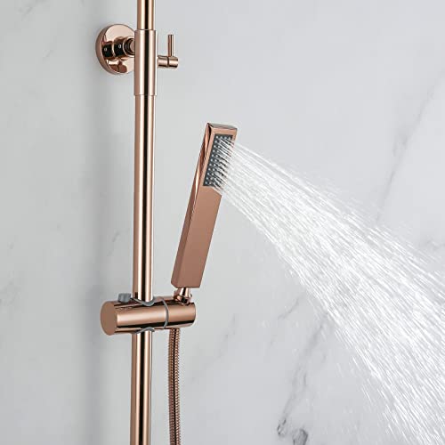 Colonne de douche thermostatique or rose ensemble douche mural carré