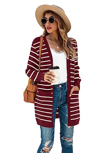 Image of TASAMO Cardigan Sweaters for Women Long Sleeve Open Front Casual Knit Fall Coat Oversized Soft Outwear with Pockets