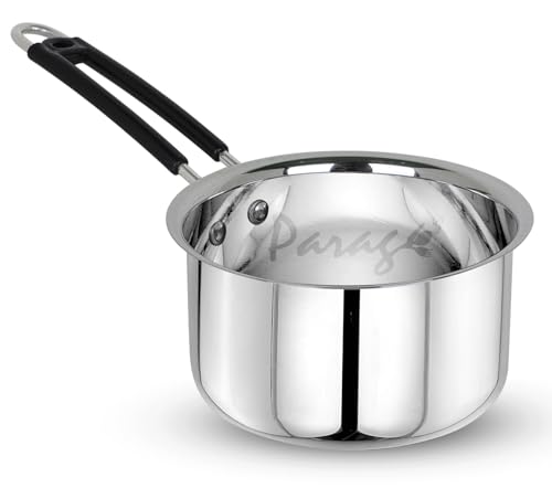 Image of Parage 1 Pieces Stainless Steel Sauce Pan, Tea Pan, Milk Pan Heavy Guage, 1Liters with Heat-Resistant Wire Handle Induction & Gas Stove Friendly (Silver)