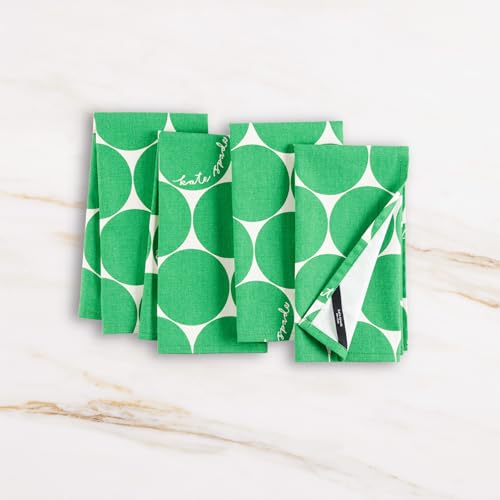 Image of kate spade new york Joy Dot Cloth Napkins 4-Pack Set, 100% Cotton, Machine Washable, Green /Cream, 20 inchx20 inch