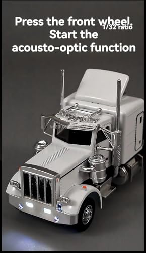 Image of 1 /32 Diecast Truck Toy Car Model Removable Transport Container Lorry Vehicle with Light Pull Back Toy Boys (White-Grey)