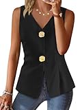 Cicy Bell Womens Summer V Neck Blazer Vest Sleeveless Button Up Dressy Suit Vest Tops Casual Business Fitted Waistcoat