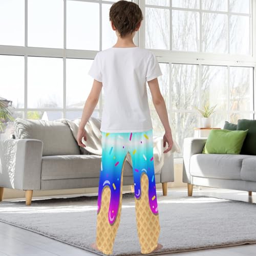 Boys' Pants Blue Purple Ice Cream Joggers Elastic Long Bottoms Trousers Sweatpants with Pockets Size 6-143