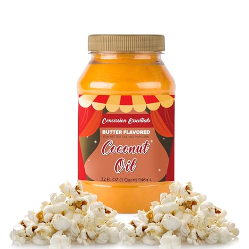 Concession Essentials- 32oz Buttery Popcorn Coconut Oil - Pack of 1ct (Better Tasting Popcorn)