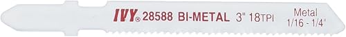 IVY Classic 28588 Hoja de sierra de calar con vástago en T de corte de metal, 3 pulgadas, 18 TPI, bimetálica, 3/tarjeta