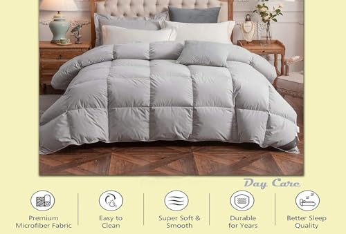 Image of Day Care - 500 GSM Hotel Quality-Down Alternative Reversible Comforter (90 inch x 90 inch Inches /228cm x 228cm) - Comforter Queen Size|Silver /Dark Grey