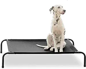 KOZI PET Elevated Dog Bed Outdoor Indoor Fabric Dog Cot, Raised Dog Beds (Medium, Black)