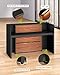 LITTLE TREE 63 Inches Reception Desk, Modern Reception Table with LED Light, Front Counter Desk, Wooden Checkout Counter for Lobbies, Salons, Retail, Home Offices, Reception Room, Black & Brown