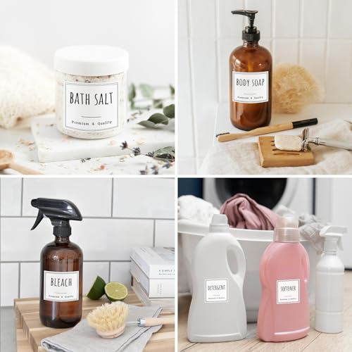 Image of Segbeauty 18pcs Waterproof Self-Adhesive Labels for Organizing Bathroom, Soap Dispenser, Home, Laundry, Cleaning - Removable Stickers for Plastic Glass Bottles