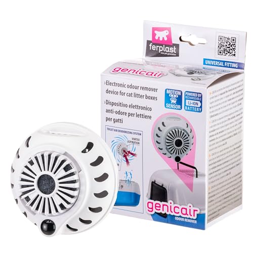 Ferplast Deodorante Lettiera Chiusa Gatto con Sensore di Movimento, Ultra Silenzioso, Programmazione Smart, Fissaggio Magnetico, Ricaricabile con USB, Filtro Elimina Odori Incluso