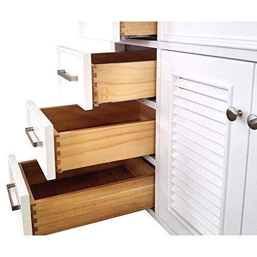 Ariel Kensington D055S-Bc-Wht 54'' Inch White Base Cabinet With 2 Soft Closing Doors, 1 Decorative Faux Drawer And 8 Self Closing Drawers #TOP2