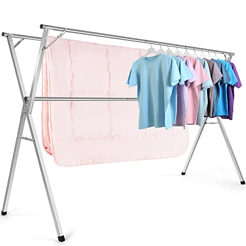 Hynawin Clothes Drying Racks, Upgraded Stainless Steel Laundry Drying Rack, Heavy Duty Collapsible Garment Rack, Clothes Storage Rack For Indoor Outdoor, 2M/79 In #TOP26
