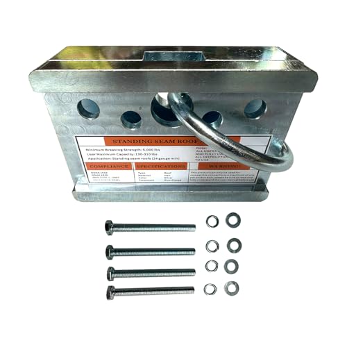 Flynsu 2-Way Standing Seam Roof Anchor Clamp w/Bolts, 5000lbs Breaking Strength, for 24 Gauge Vertical Seam Metal Roofs