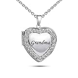 KunBead Jewelry Grandma Nan Ladies Heart Love Nice Dainty Photo Picture Locket Pendant Necklace for Women Girls